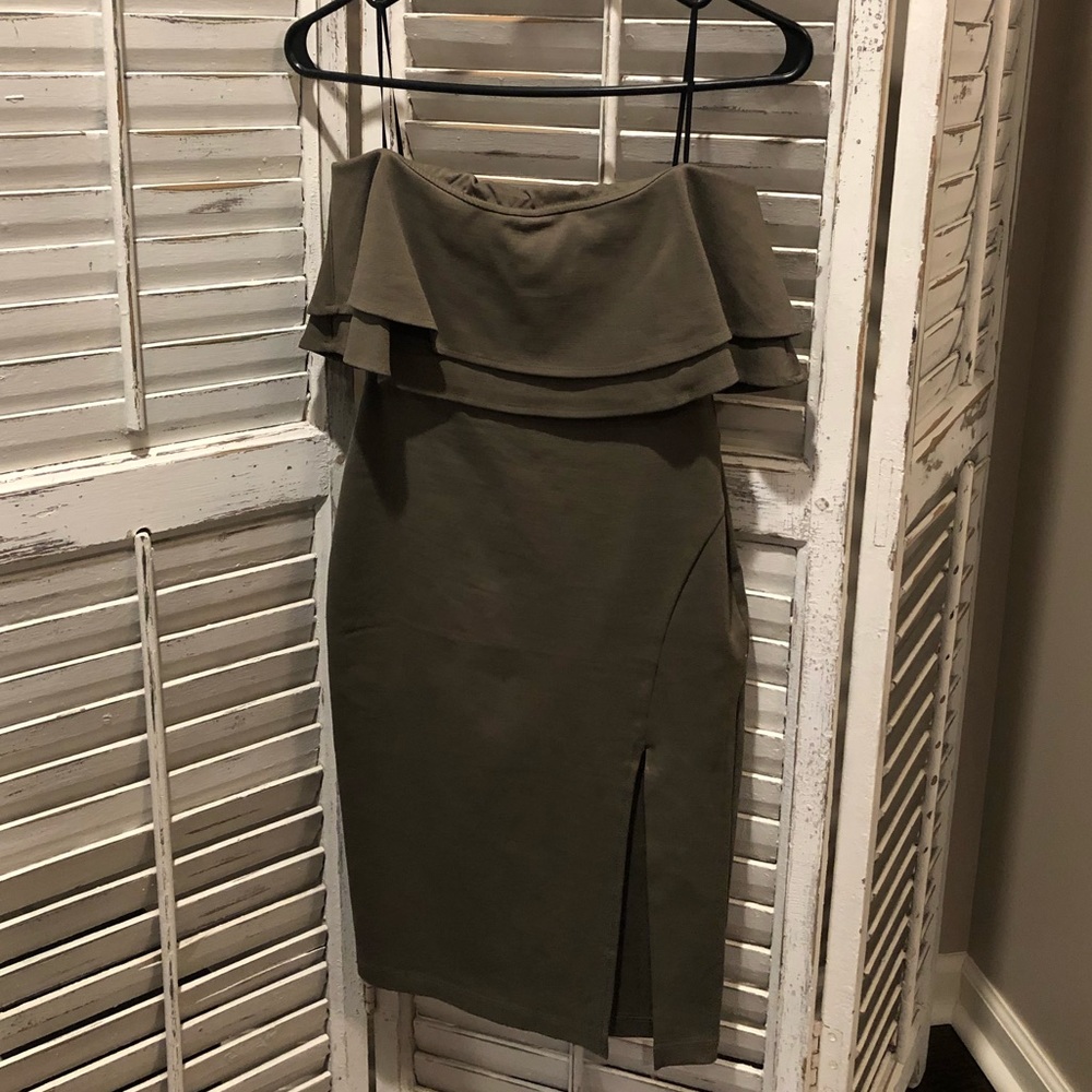 Strapless Army Green Dress